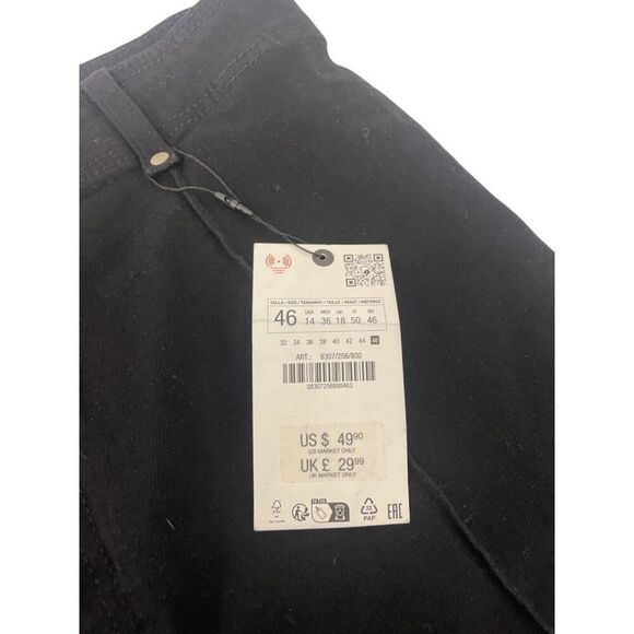 Zara Womens Pants EU 46 US 14 jeans Black High Rise Relaxed Leg 8307/256 NWT - Picture 4 of 10